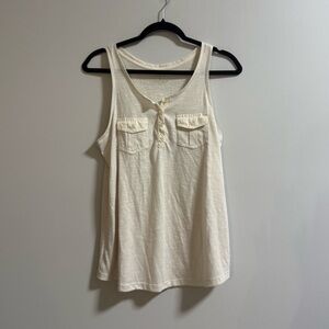Sonoma Cream Tank Top with Pocket Detail